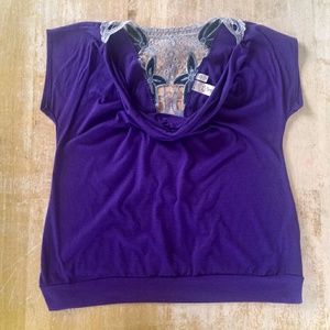 Plus size 2X woman's short sleeve w/ deep V back